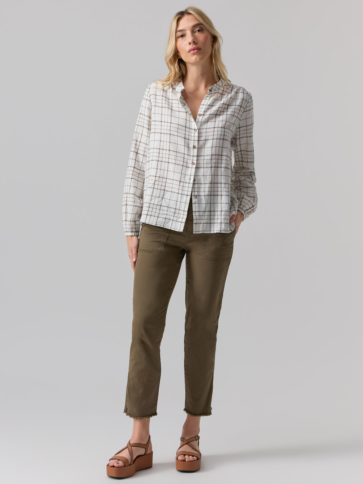 As You Are Button Front Shirt Graphic Windowpane