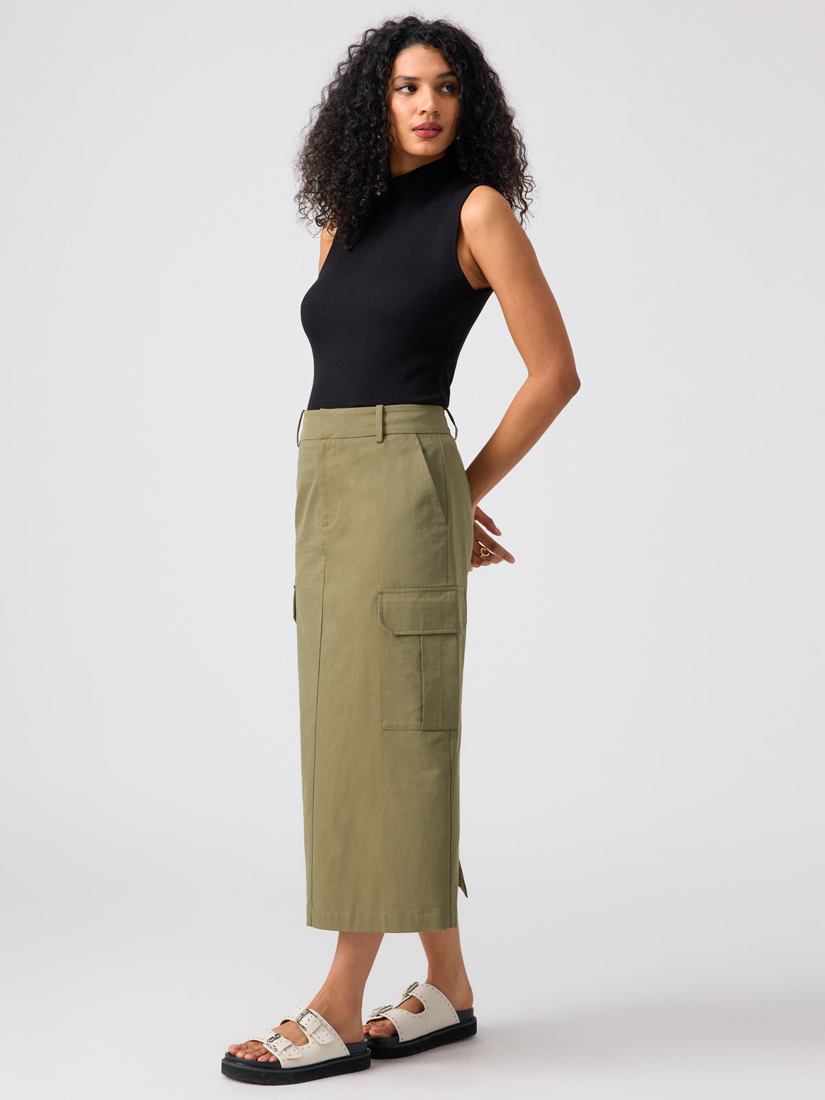Essential Cargo Midi Skirt Burnt Olive