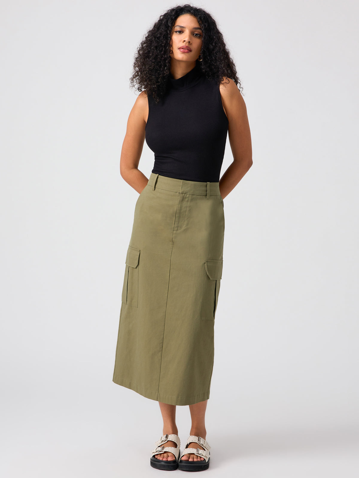 Essential Cargo Midi Skirt Burnt Olive