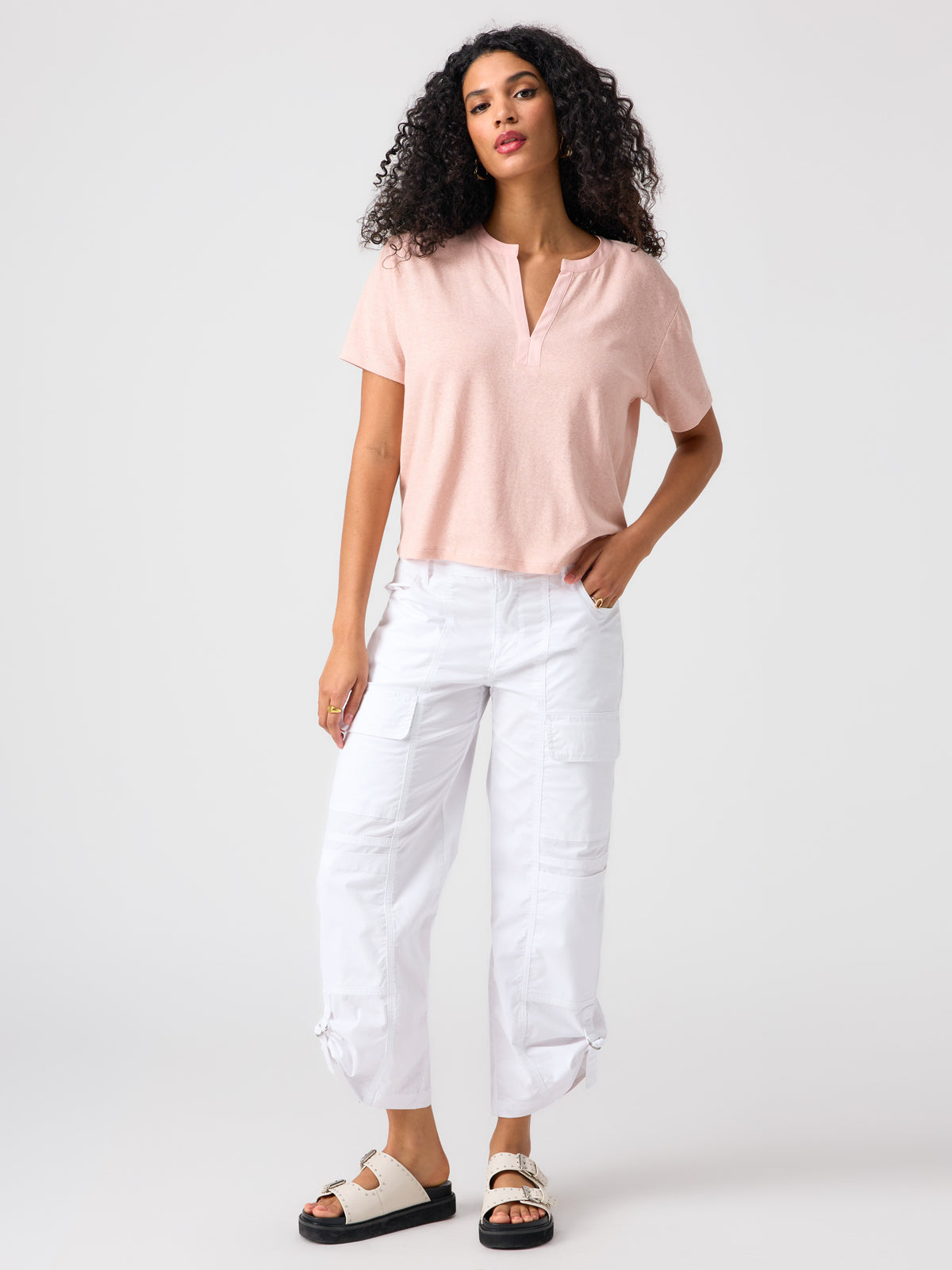 Easy Breezy Peasant Tee Rose Smoke
