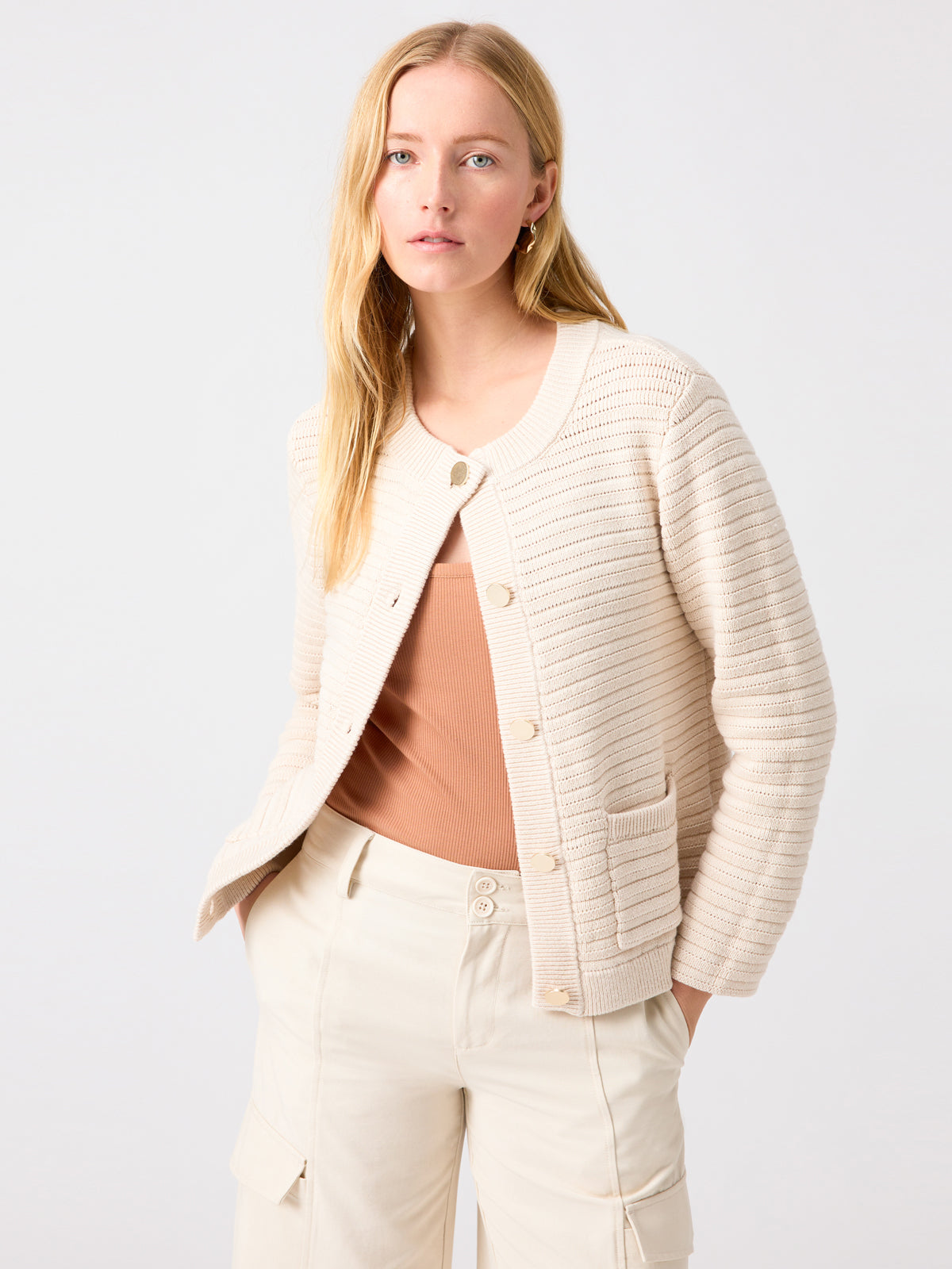 Knitted Sweater Jacket Toasted Almond