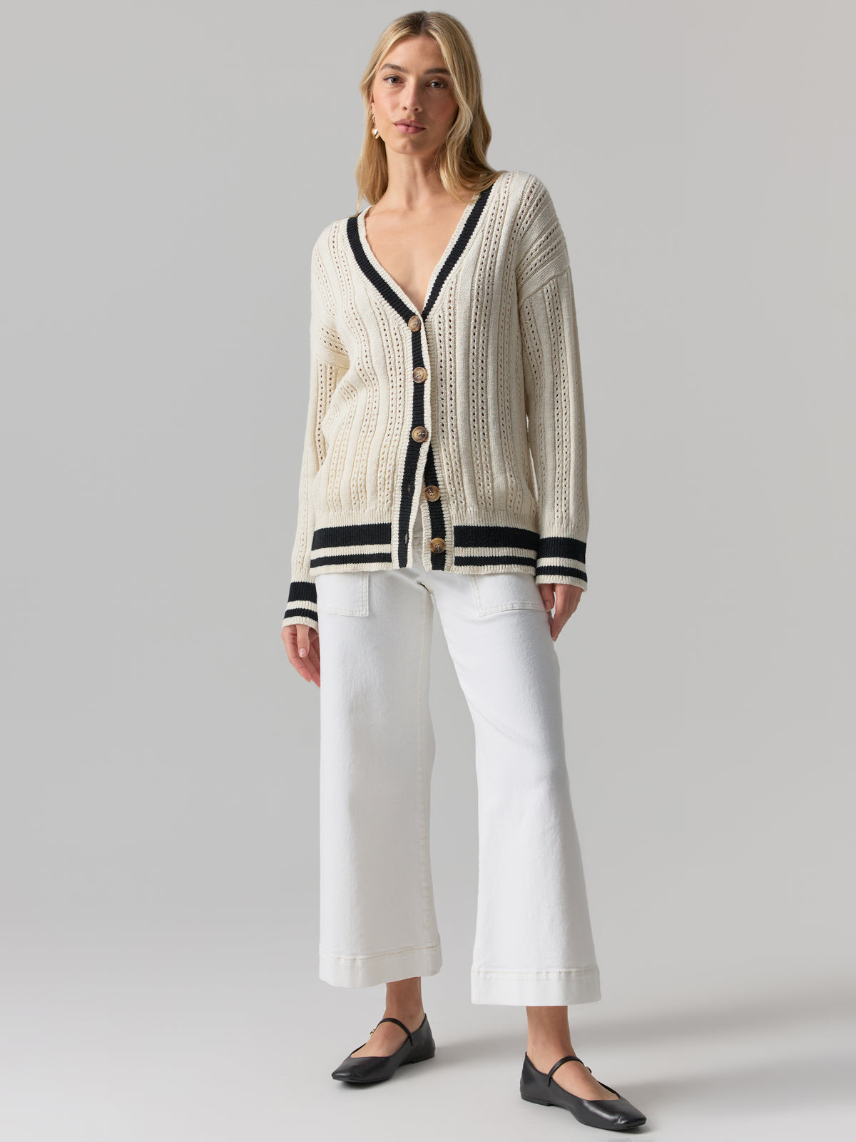 Sport Stripe Cardi Eco Natural