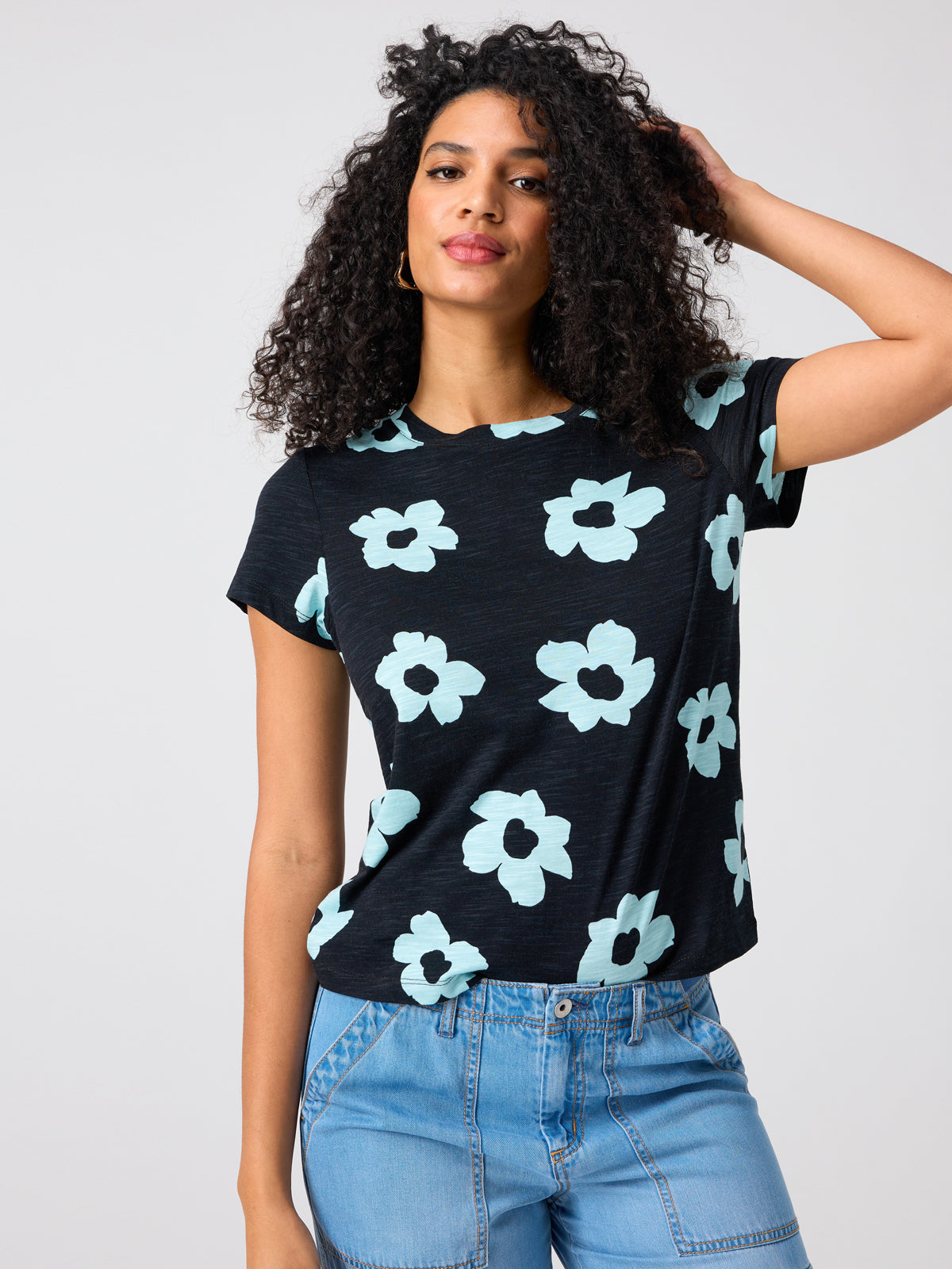 The Perfect Tee Aqua Flower Pop