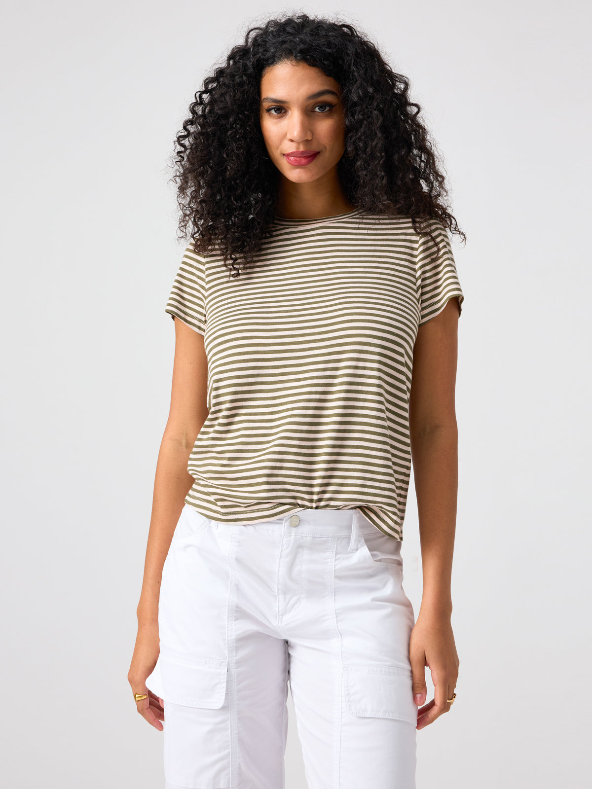 The Perfect Tee Burnt Olive Stripe