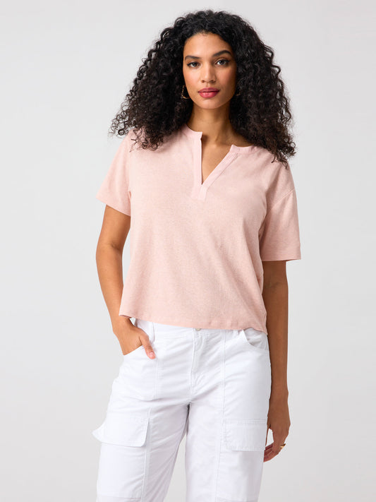 Easy Breezy Peasant Tee Rose Smoke