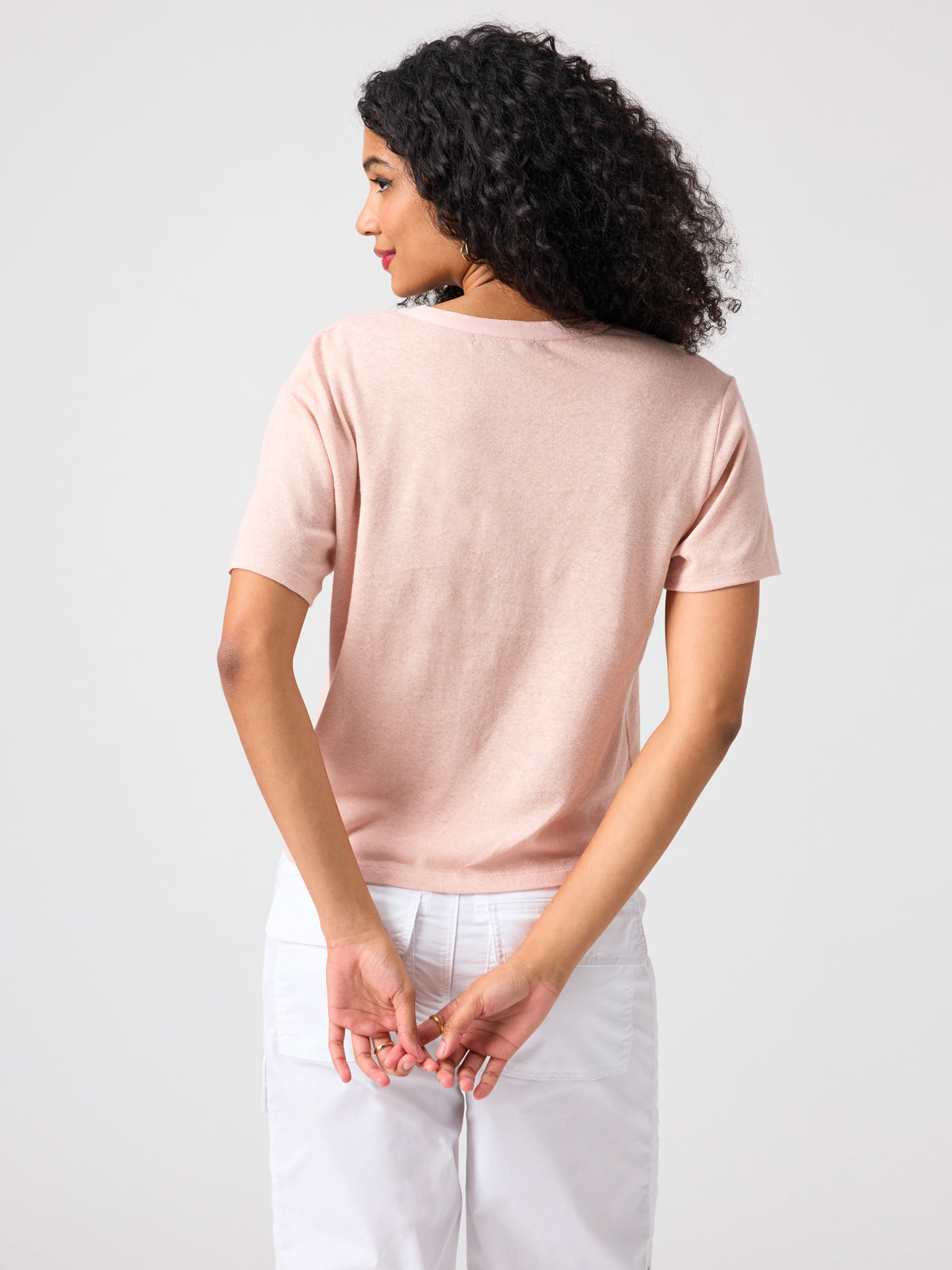 Easy Breezy Peasant Tee Rose Smoke