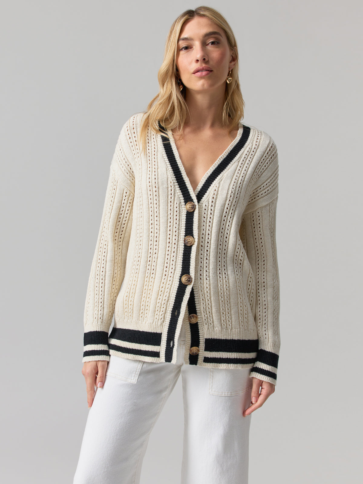 Sport Stripe Cardi Eco Natural