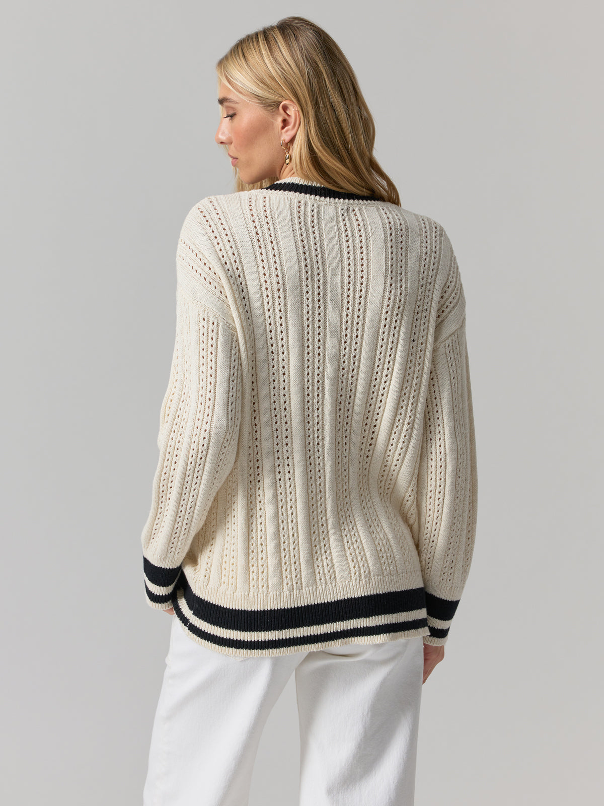 Sport Stripe Cardi Eco Natural
